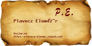 Plavecz Elemér névjegykártya